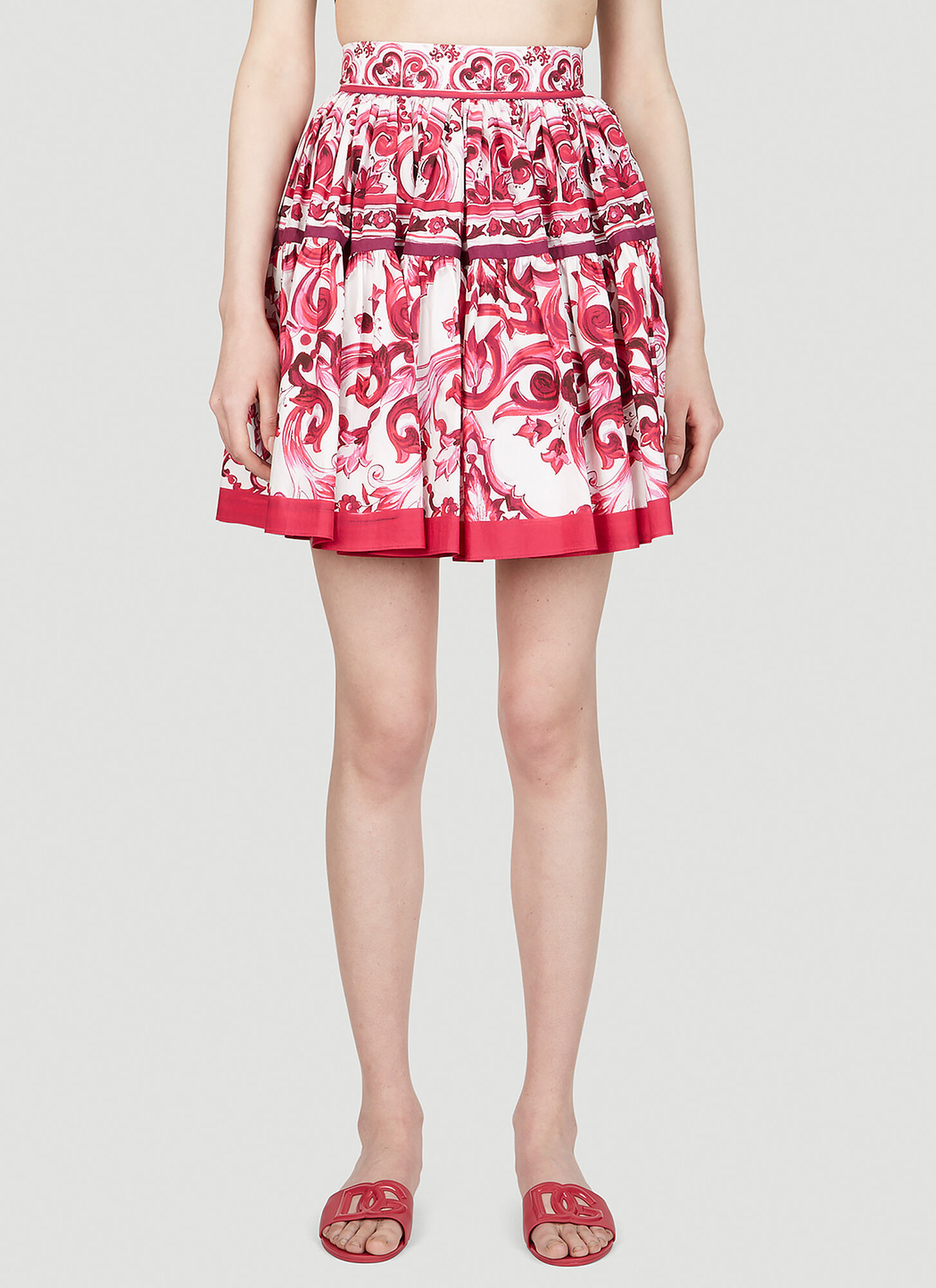 Shop Dolce & Gabbana Majolica Print Skirt In Pink
