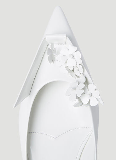 Prada Floral Applique Ballerina Flats White pra0254049