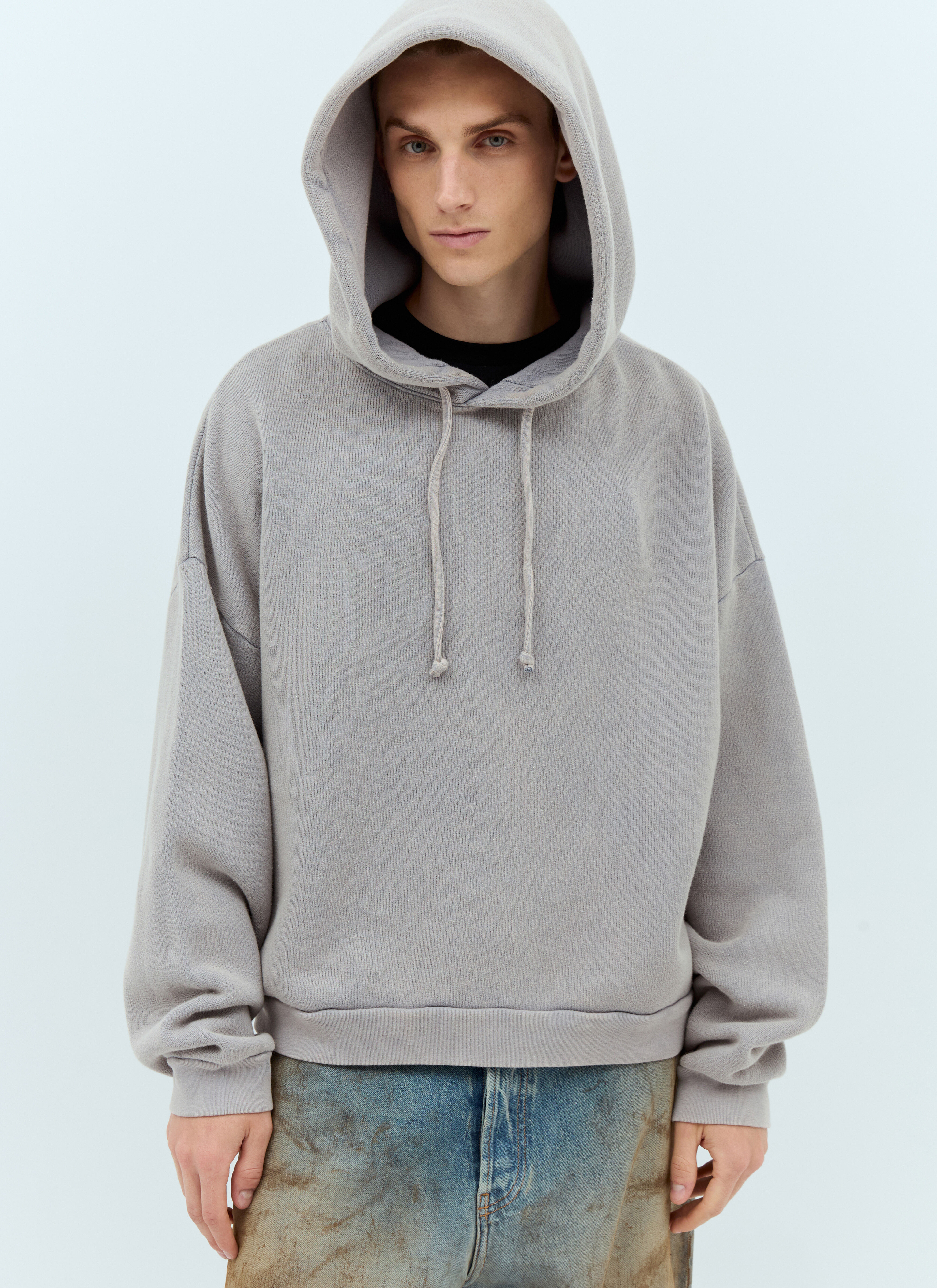 Acne Studios Men s Logo Patch Hooded Sweatshirt in Grey LN CC