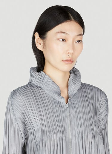 Pleats Please Issey Miyake Pleated Hooded Sweatshirt Grey plp0253011