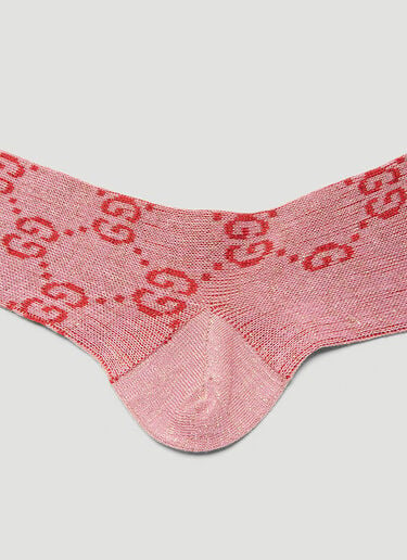 Gucci Metallic Interlocking G Motif Calf Socks Pink guc0230051