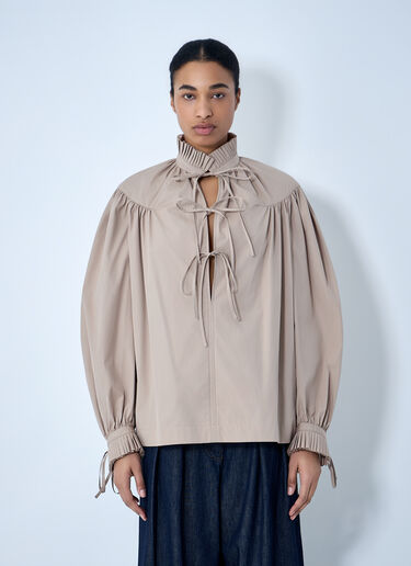 Gathered Neck Blouse Dries Van Noten Gathered Neck Blouse Beige dvn0263008