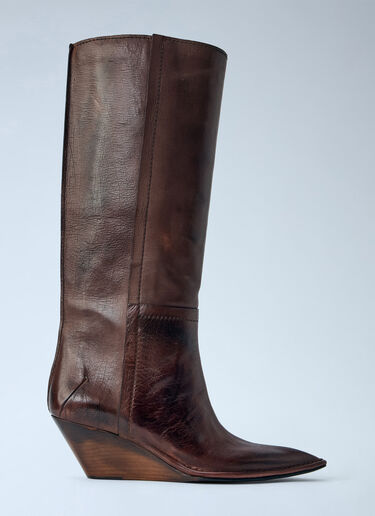 LN-CC® - Capasa Milano: Camperos Knee-High Leather Boots - Brown Capasa Milano Camperos Knee-High Leather Boots Brown cps0266001