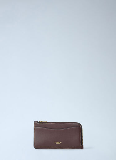 Coach Leather New York Zip Card Case Brown coa0265015