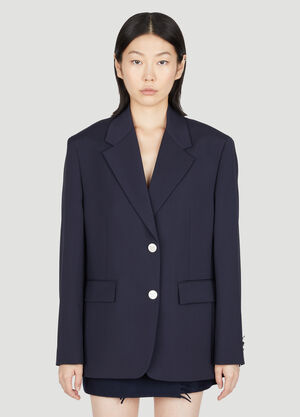 Prada Wool Mohair Suit Blazer Blue pra0253004