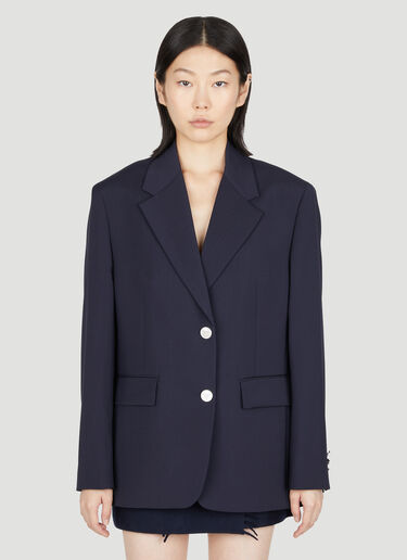 Prada Wool Mohair Suit Blazer Blue pra0253004