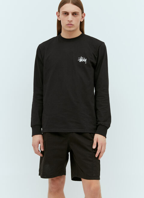Stüssy Logo Print Long Sleeve T-Shirt Black sts0152057