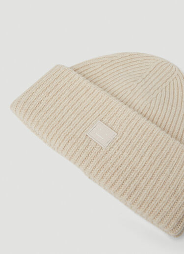 Acne Studios Face Patch Beanie Hat Beige acn0351006