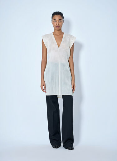 LN-CC® - Pleats Please Issey Miyake: Sleeveless Pleated Tunic - Beige Pleats Please Issey Miyake Sleeveless Pleated Tunic Beige plp0265005