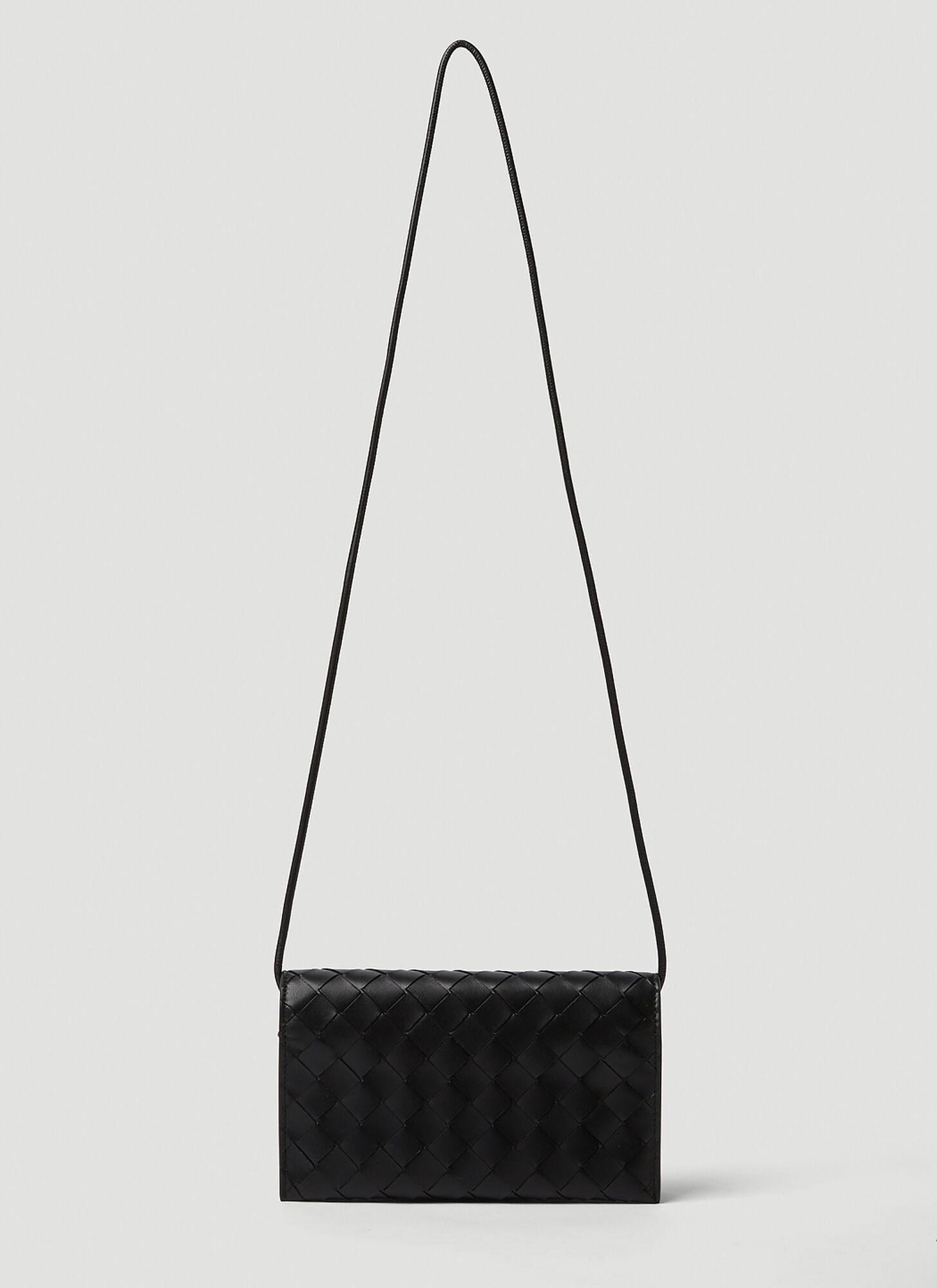 Bottega Veneta Intrecciato Wallet Shoulder Bag In Black