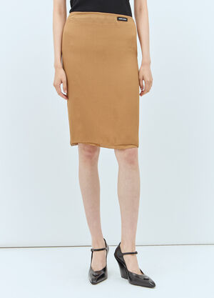 Miu Miu Silk Skirt Brown miu0258010