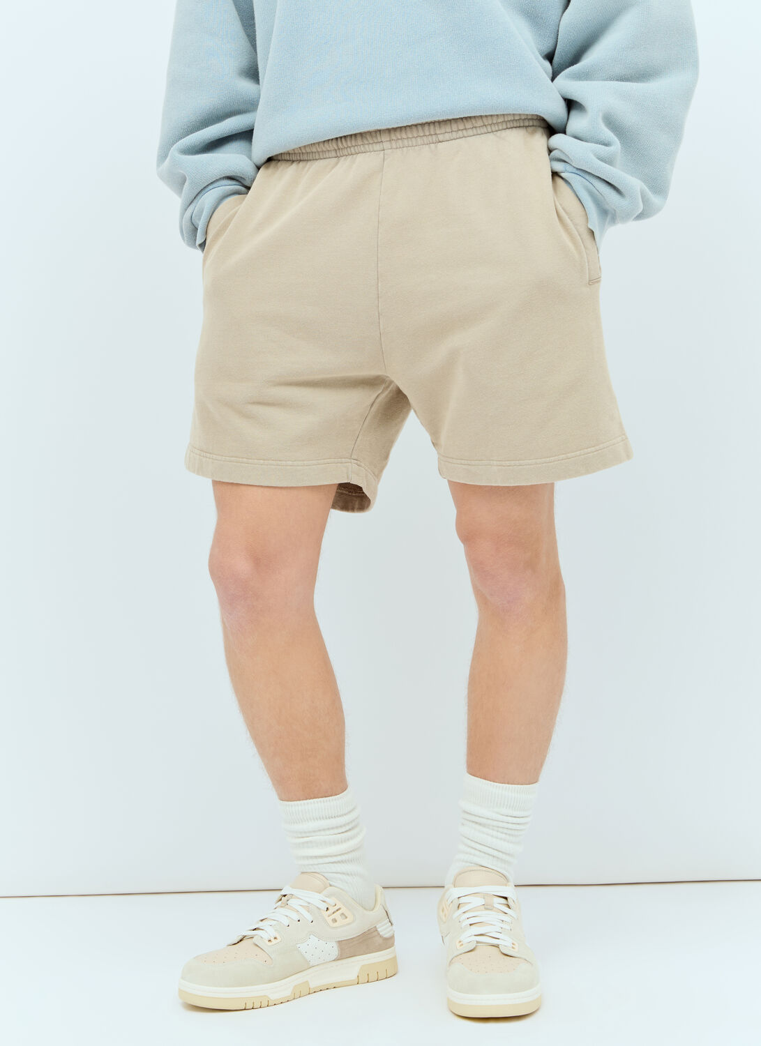 Shop Acne Studios Cotton Fleece Shorts In Beige