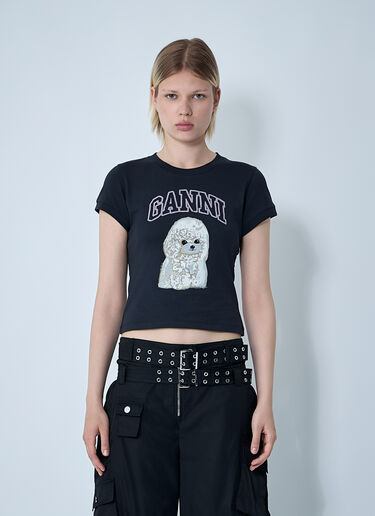 GANNI Logo Motif T-Shirt Dark Grey gan0261003