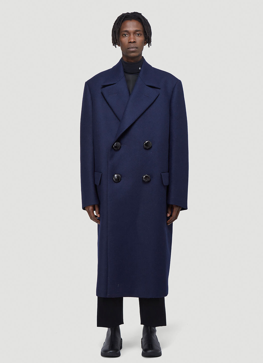 Raf Simons x Fred Perry Oversized Double-Breasted Coat ブラック rsf0152002
