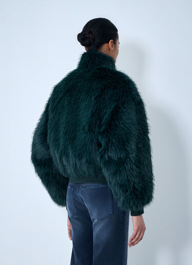 Balenciaga Faux Fur Bomber Jacket Green bal0263009