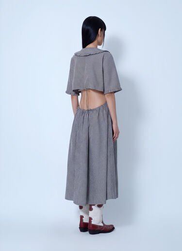 LN-CC® - GANNI: Check Cotton Cut Out Midi Dress - Brown GANNI Check Cotton Cut Out Midi Dress Brown gan0265002