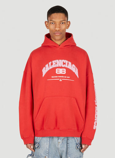 Balenciaga Logo Hooded Sweatshirt Red bal0147056
