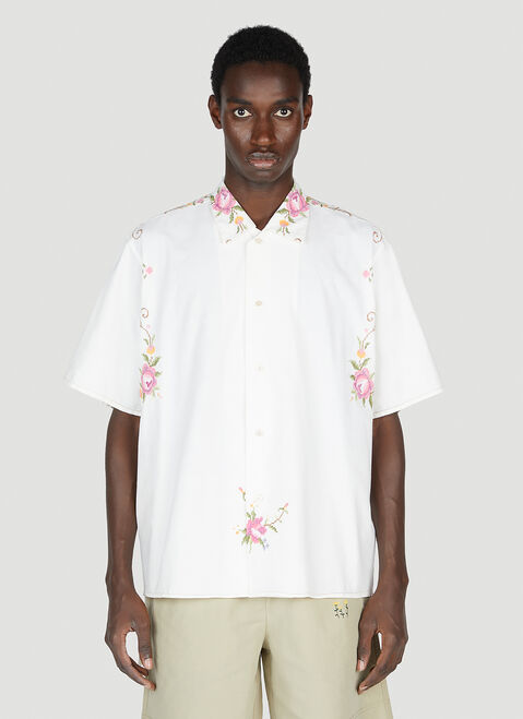 Yohji Yamamoto Floral Embroidered Shirt Black yoy0152010