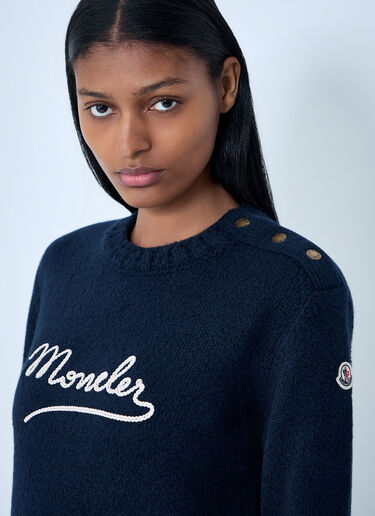 Moncler Embroidered Logo Wool Sweater Black mon0263049