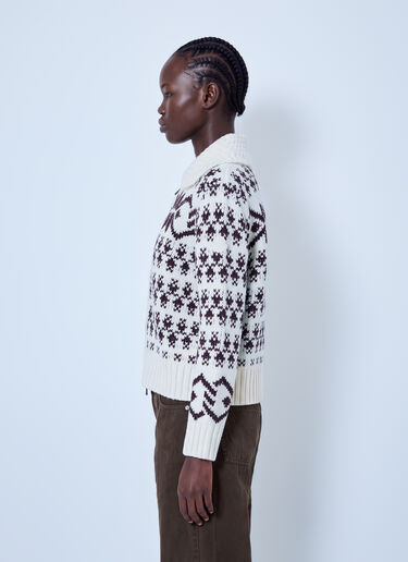 LN-CC® - Moncler: Fair Isle Zip Cardigan - Light Beige Moncler Fair Isle Zip Cardigan Light Beige mon0266047