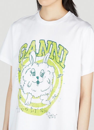 GANNI Relaxed Bunny T-Shirt White gan0253005