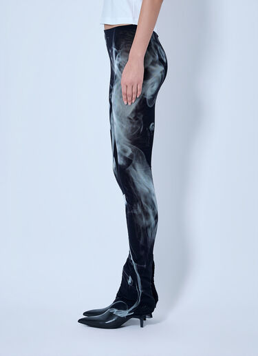 LN-CC® - Jean Paul Gaultier: Mesh Printed Smoking Women Flare Pants - Black Jean Paul Gaultier Mesh Printed Smoking Women Flare Pants Black jpg0266018