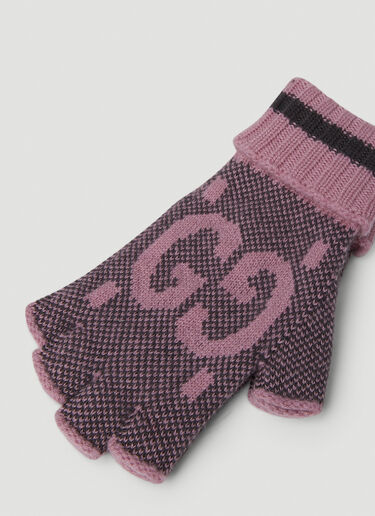 Gucci GG Jacquard Fingerless Gloves Pink guc0251149