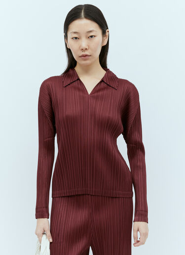 Pleats Please Issey Miyake Monthly Colors: October 褶裥领衬衫 酒红色 plp0255001