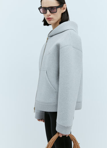 Miu Miu Embossed Logo Hooded Sweatshirt Grey miu0254008