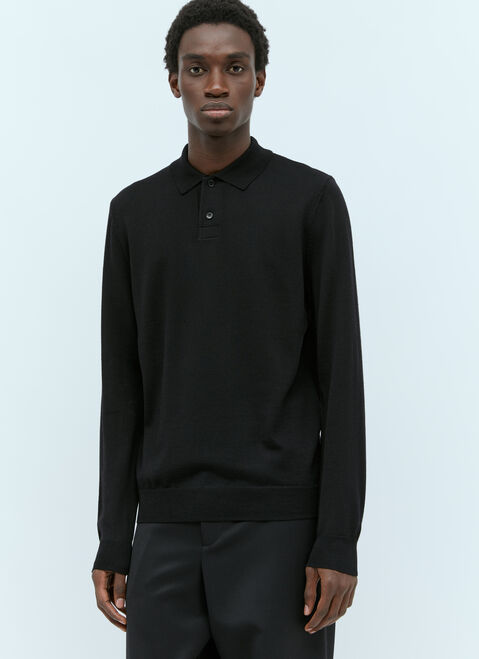 Comme Des Garçons PLAY Wool Jerry Polo Sweater Black cpl0356001