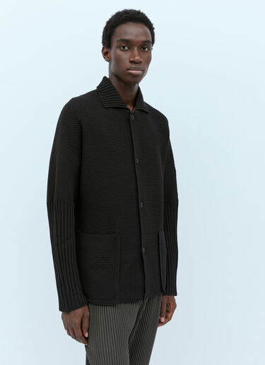 Homme Plissé Issey Miyake Rustic Knit Cardigan Black hmp0154004