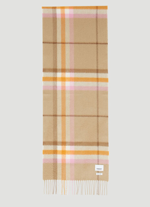 Saint Laurent Check Cashmere Scarf Brown sla0253160