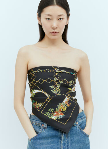 Gucci 徽标印花真丝丝巾 黑色 guc0255111