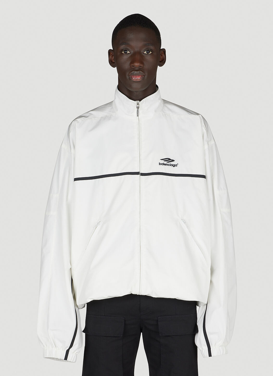 Balenciaga Men s Logo Motif Track Jacket in White LN CC