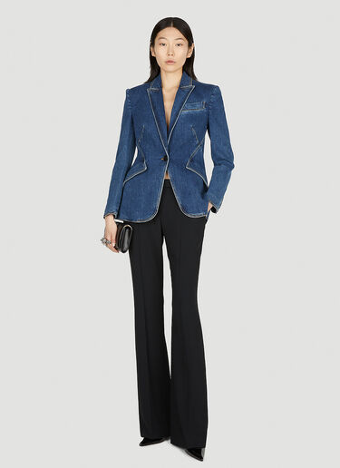 Alexander McQueen Single Breasted Denim Blazer Blue amq0251087