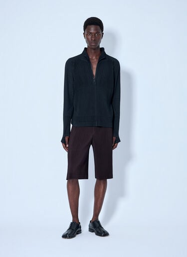 Homme Plissé Issey Miyake Pleated Half Zip Through Top Black hmp0164012