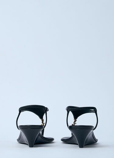 Logo Motif Wedge Sandals Saint Laurent Logo Motif Wedge Sandals Black sla0260033