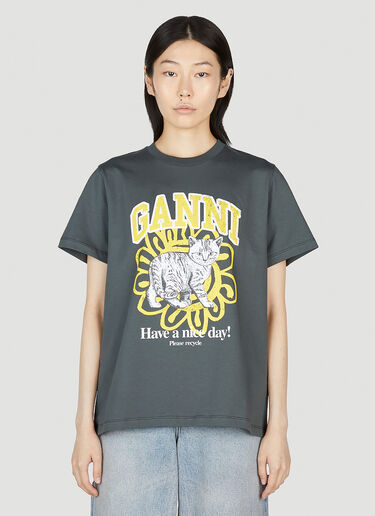 GANNI Relaxed Cat T-Shirt Black gan0253004