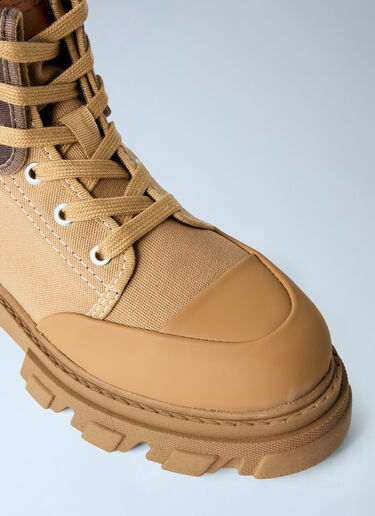 LN-CC® - GANNI: Cleated Canvas Trail Boots - Brown GANNI Cleated Canvas Trail Boots Brown gan0266017