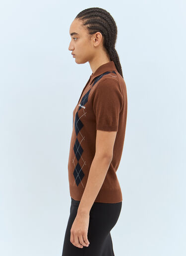 Wool Knit Polo Shirt Miu Miu Wool Knit Polo Shirt Brown miu0258004