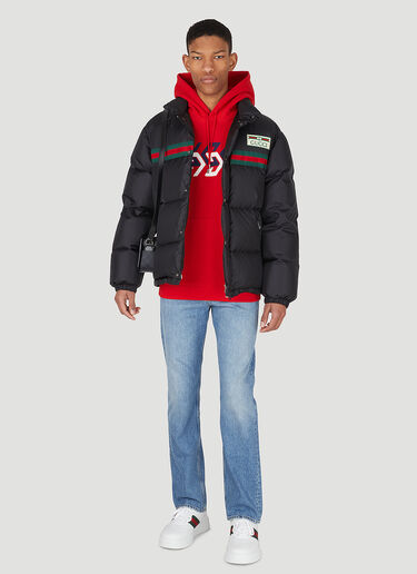Gucci 织带条纹绗缝羽绒服 黑色 guc0147047
