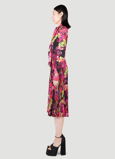 Versace Floral Logo Midi Dress Pink vrs0251013