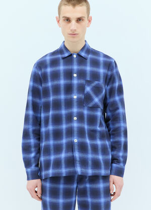 Tekla Plaid Pyjama Shirt Blue tek0355008