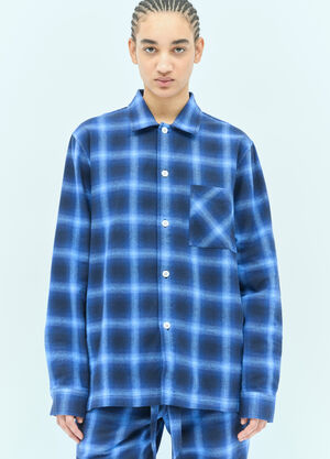 Tekla Plaid Pyjama Shirt Navy tek0355008