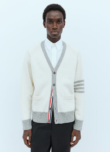 Thom Browne Four-Bar Jersey Stitch Cardigan Cream thb0153007