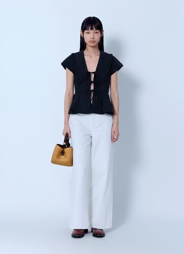 LN-CC® - GANNI: Compact Poplin Collar Blouse - Black GANNI Compact Poplin Collar Blouse Black gan0265038