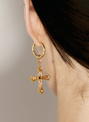 Dolce & Gabbana Creole Earrings With Rhinestone Crosses Gold dol0255029