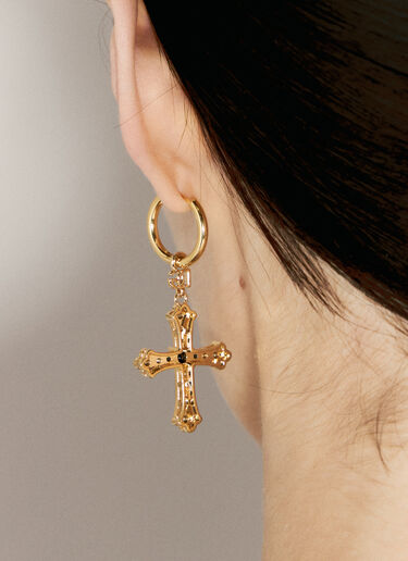 Dolce & Gabbana 라인스톤 십자가가 달린 크리올 귀걸이  골드 dol0255029