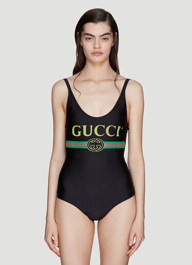 Gucci Logo Swimsuit Black guc0235074