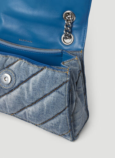 Balenciaga Denim Crush Quilted Shoulder Bag Light Blue bal0252095